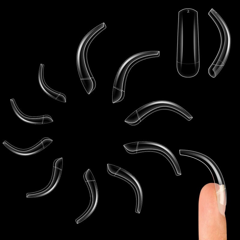 NOVO OVO Halloween 500 pcs Hawk Curved Trasnparent Extra Super Extreme Deep Curve Half Cover Long Square Tapered Eagle Claw False Nail Extension Tips Acrylic Nail 10 Sizes Bag Packaging Art Salon DIY